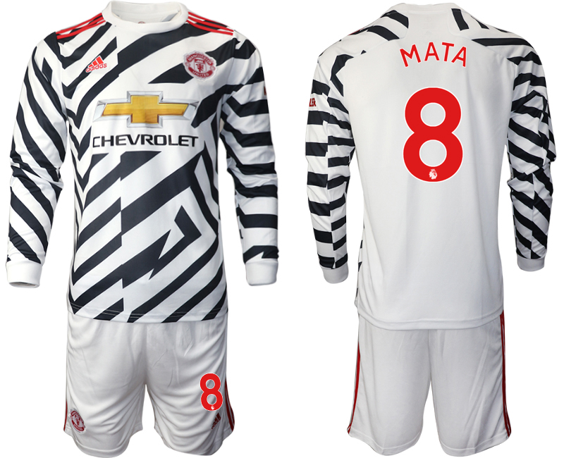 2021 Men Manchester united away long sleeve #8 soccer jerseys->customized soccer jersey->Custom Jersey